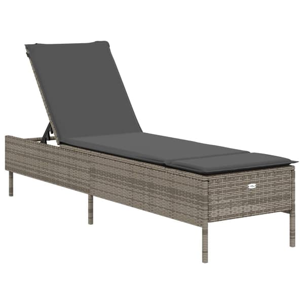 vidaXL liggestole med hynder, sæt med 2, grå, polyrattan