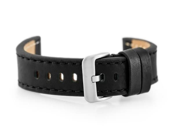 Læderrem til ur W48 - PREMIUM - sort - 20mm