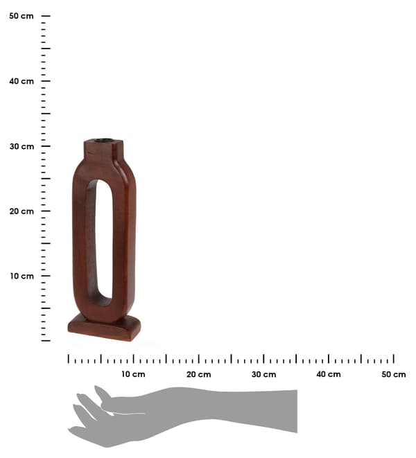 Ljusstake i mangoträ, brun, 30 cm