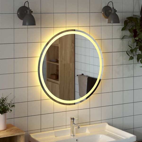 vidaXL Badrumsspegel med LED, rund, 70 cm