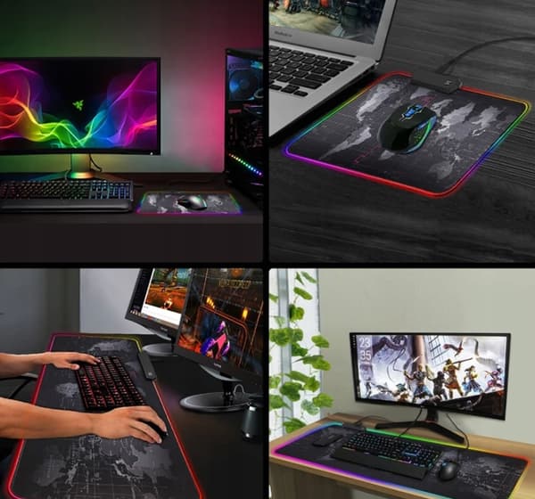 GAMING MUSEMÅTTE TIL RGB-GAMERE 35X25CM SORT XXL