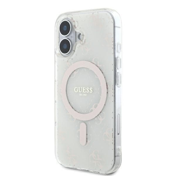 Guess IML 4G Baggrund MagSafe-etui til iPhone 16 Plus, Hvid