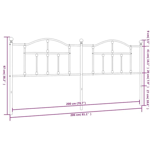 vidaXL metalsengegavl, sort, 200 cm