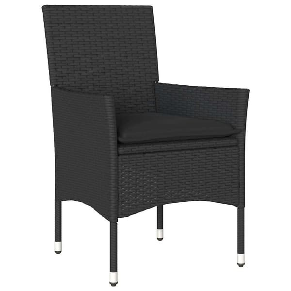 vidaXL havemøbelsæt med 3 dele og hynder, sort, polyrattan