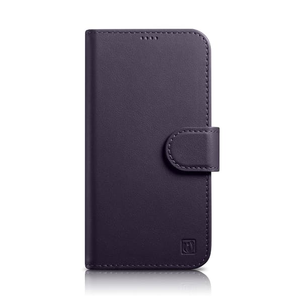 2-i-1 Läderfodral iPhone 14 Anti-RFID Plånboksfodral Mörklila