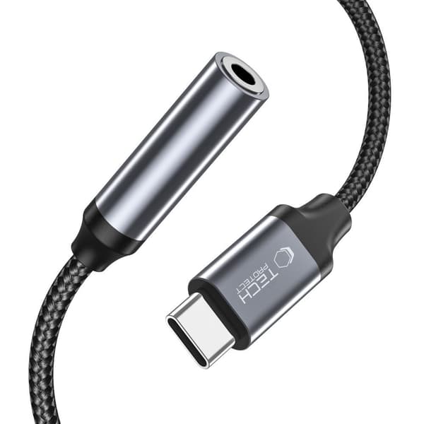 USB-C-adapter - minijack 3,5 mm - svart