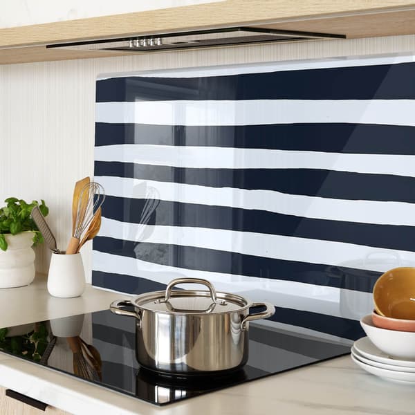 Dekorativ glastavle med grafik til servering af snacks, striber, 80x52 cm
