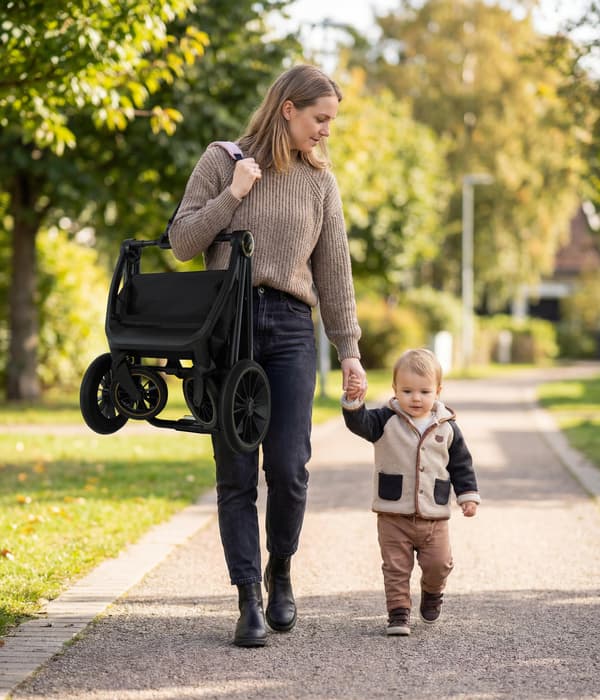 BabyLux ROSSO 2-i-1 klapvogn, gondol, let, foldbart sæt