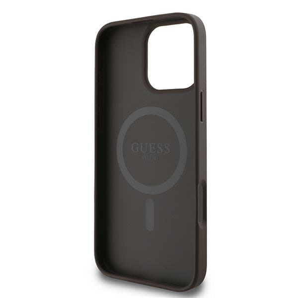 Guess 4G Ring Classic Logo MagSafe-etui til iPhone 16 Pro, brun