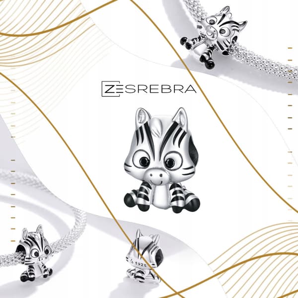 Berlocker zebrapärlor silver pr 925 djurhänge silverränder