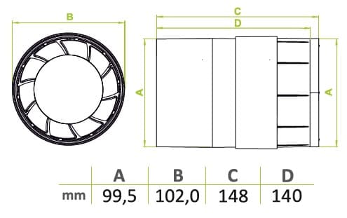 aRc2 100 15W kanalventilator med stik