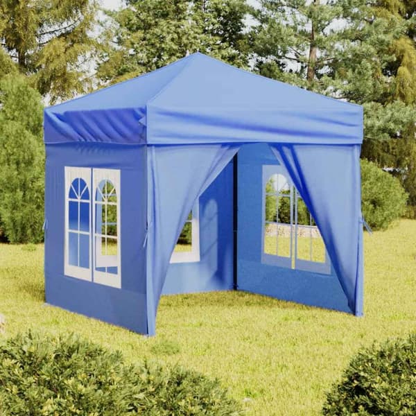 vidaXL foldbart festtelt med sider blå 2x2 m