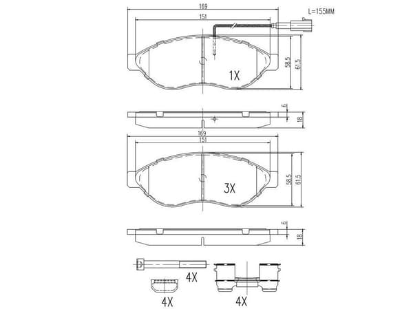 FT29130 FAST BREMSEKLODSER FORAN 1-SENSOR