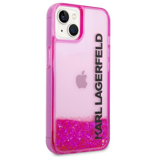 Karl Lagerfeld Liquid Glitter Elong-cover til iPhone 14 Plus, lyserød