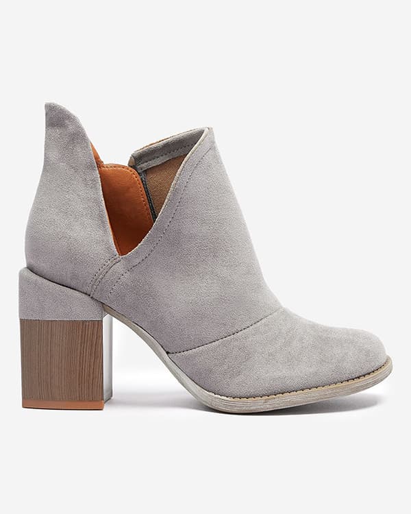 Ariko Grå Ankelboots med Utskuren Klack 39