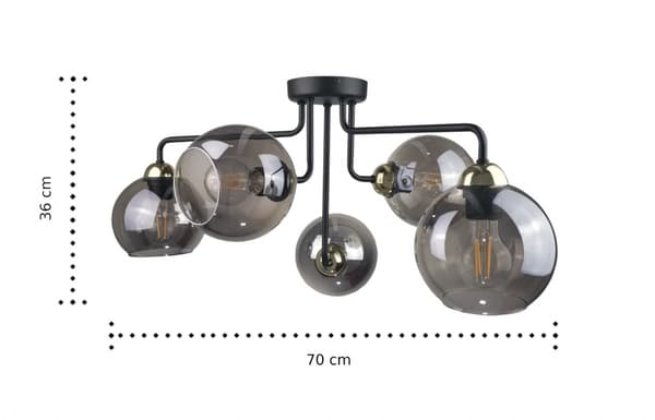 Loftlampe 5xE27 COSMO SORT/GULD