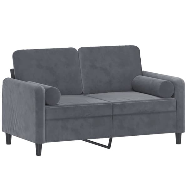 vidaXL 2-sitssoffa med kuddar, mörkgrå, 120 cm, sammet