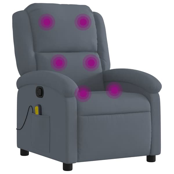 vidaXL Massagefåtölj med lutning, mörkgrå, klädd i sammet