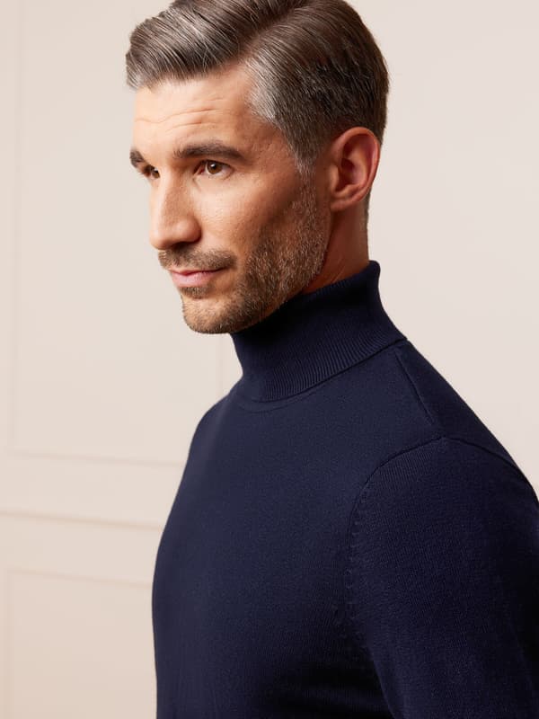 BRACKEN MARINEBLÅ TURTLENECK XL