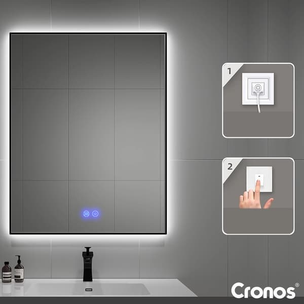 Cronos värmespegel rektangulär 60x80cm svart