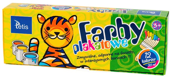 Plakatmaling 12 farver 20 ml.