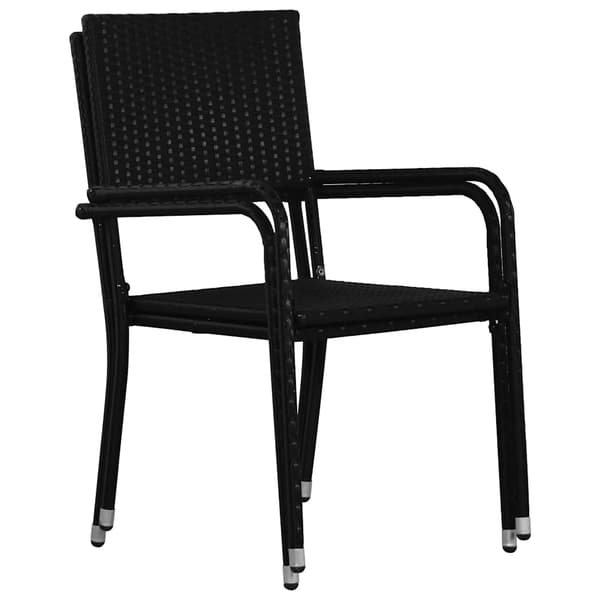 vidaXL havestole, sæt med 2, stabelbare, sort, polyrattan