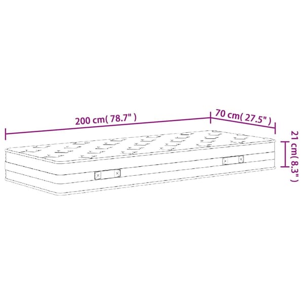 vidaXL Bonnell springmadras, medium fasthed, 70x200 cm