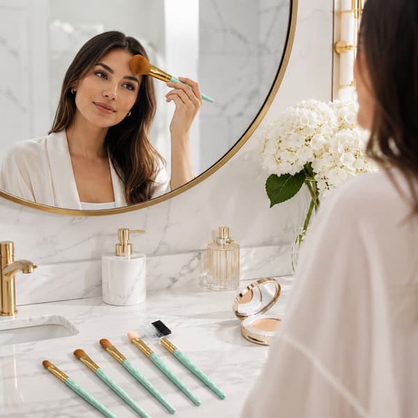 Sæt med multifunktionelle kosmetiske makeupbørster, mintgrøn