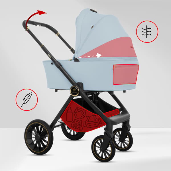 BabyLux ROSSO 2-i-1 klapvogn, gondol, let, foldbart sæt