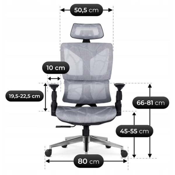 MARTIN Ergonomisk Drejelig Kontorstol, Moderne Grå