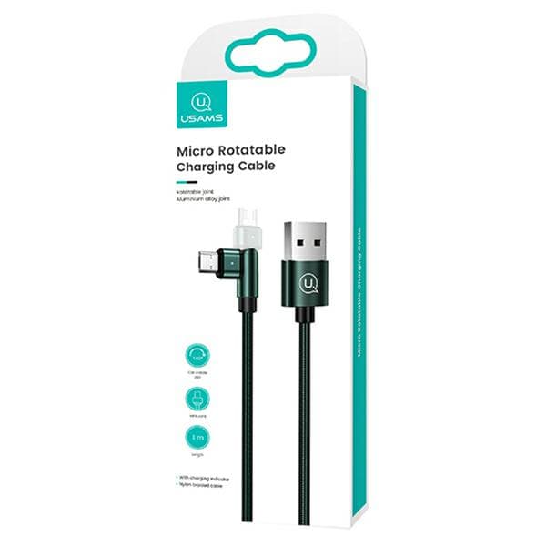 USAMS punottu pyörivä kaapeli U60 2A USB-A - MicroUSB, vihreä