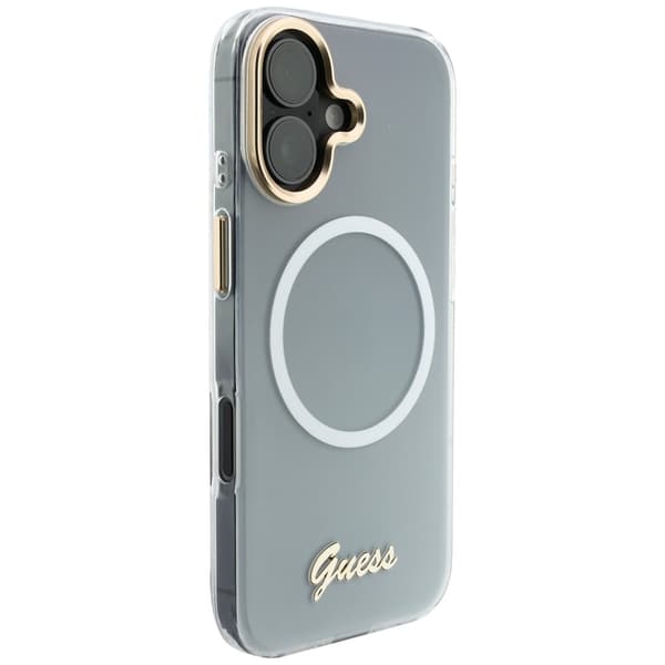 Guess IML Gradient Script Metal MagSafe-etui til iPhone 17, hvidt