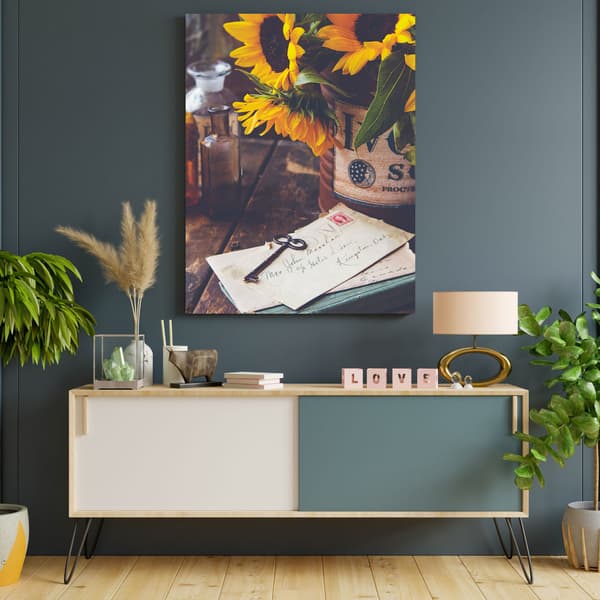 Canvastaulu Botany Sunflowers Retro 40x80