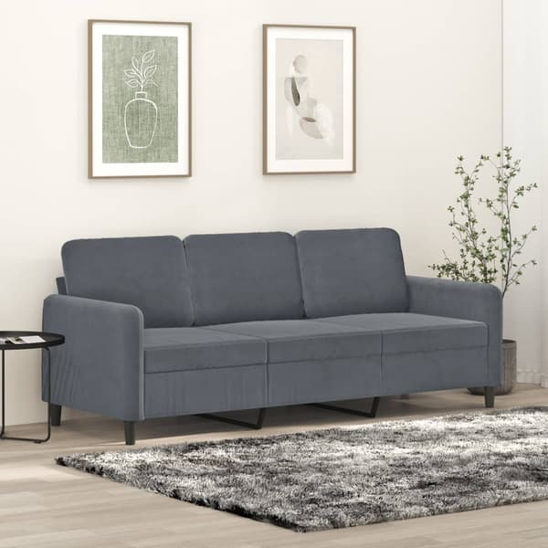 vidaXL 3-sitssoffa mörkgrå 180 cm klädd i sammet