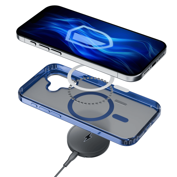 3mk Frosty MagCase til iPhone 16, semi-transparent med blå