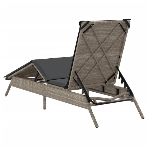 vidaXL liggestol med hynde, lysegrå, polyrattan