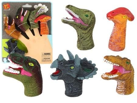 Farverige dinosaurfingerdukker 5 stk.