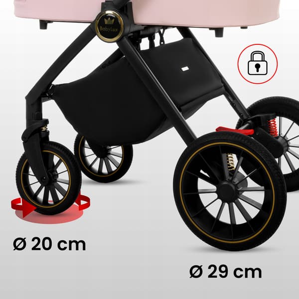 BabyLux ROSSO 2-i-1 klapvogn, gondol, let, foldbart sæt
