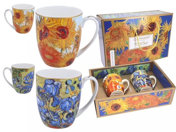 Set med 2 Van Gogh solrosor och irisar CARMANI muggar