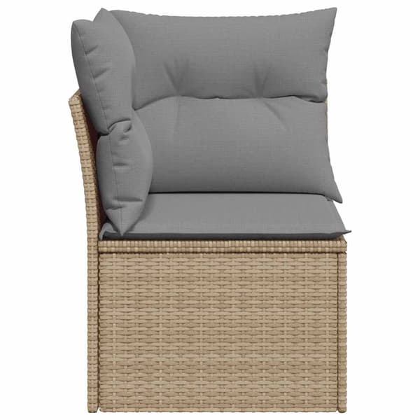vidaXL Hörnsoffmodul med kuddar, beige, polyrotting