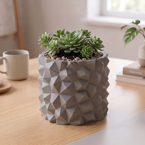 Moderne, minimalistisk potte med grå steneffekt