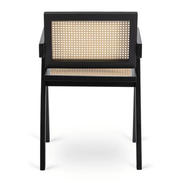 MADERA træstol sort og beige gennembrudt klassisk retro