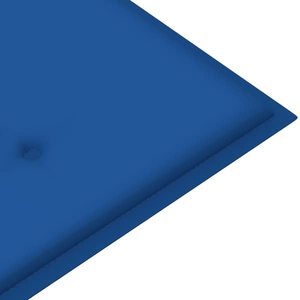 vidaXL Bataviabänk med blå dyna 150 cm massiv teak