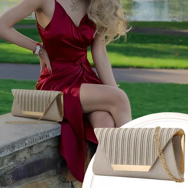 Formell kuvertväska, glitterguld, modern, elegant