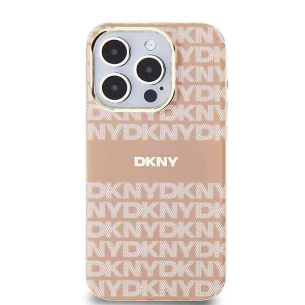 DKNY IML Mono & Stripe MagSafe-etui til iPhone 15 Pro, lyserød