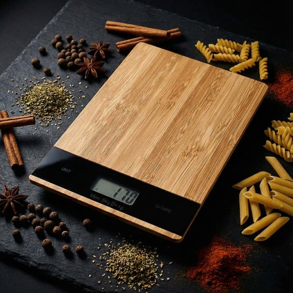Bambu köksvåg elektronisk precision 5kg 1g trä touch
