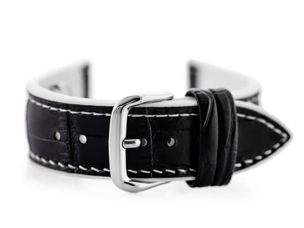 Gummirem til ur U18 - sort/hvid - 22mm