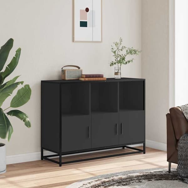 vidaXL kommode, sort, 100x35x76 cm, træbaseret materiale