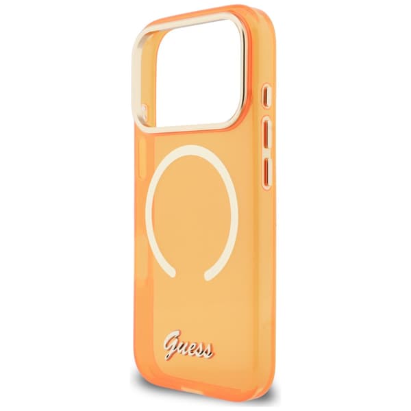 Guess IML Script Metal MagSafe -kotelo iPhone 17 Pro Maxille, oranssi