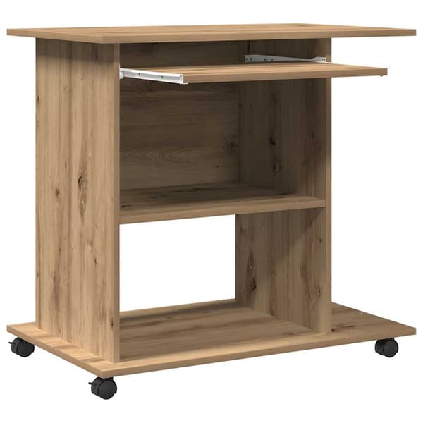 vidaXL computerbord, håndlavet eg, 80x50x75 cm
